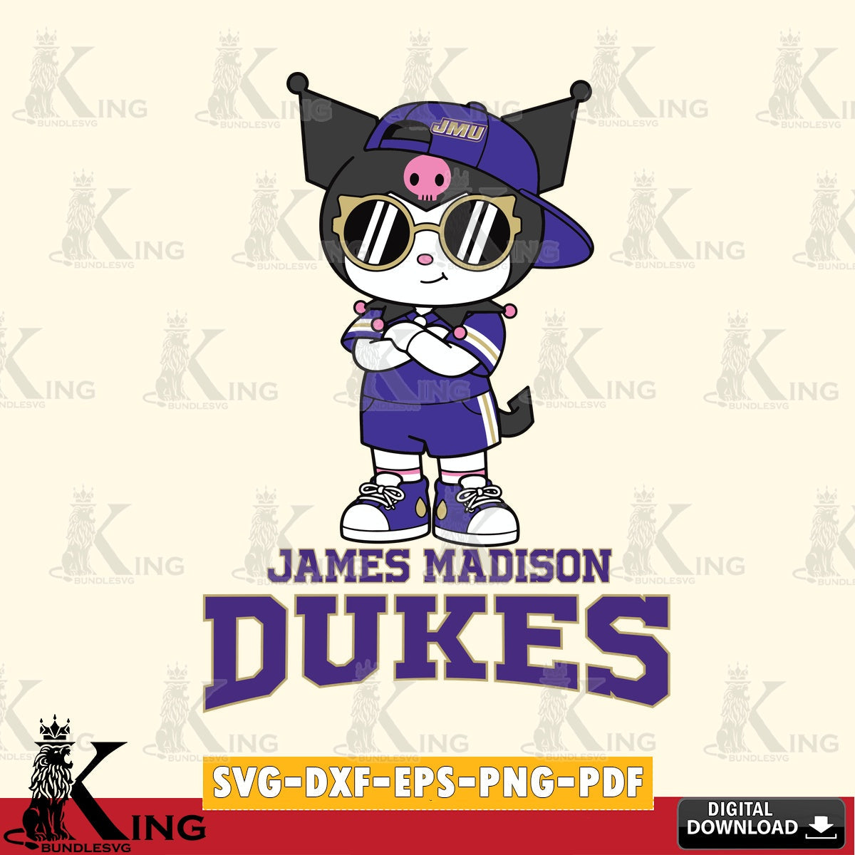 James Madison Dukes Kuromi Football Jersey SVG file, Cricut, Cut file , Digital Download , Instant Download, Sanrio svg, Clipart