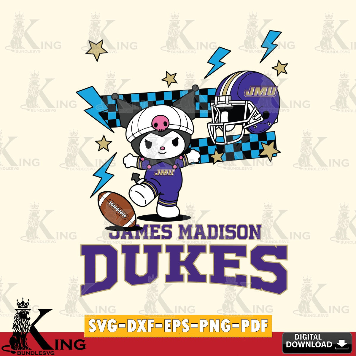 James Madison Dukes Kuromi Game Day SVG file, Cricut, Cut file , Digital Download , Instant Download, Sanrio svg, Clipart