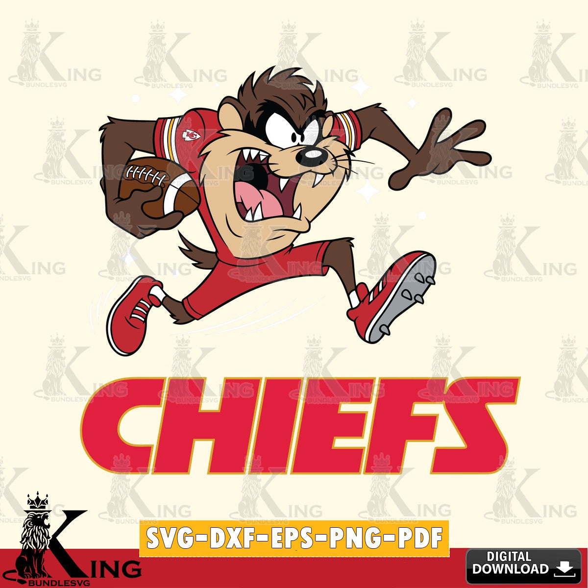 Kansas City Chiefs Angry Taz Football Cut file , Digital Download , Instant Download, Looney Tunes svg, Football svg