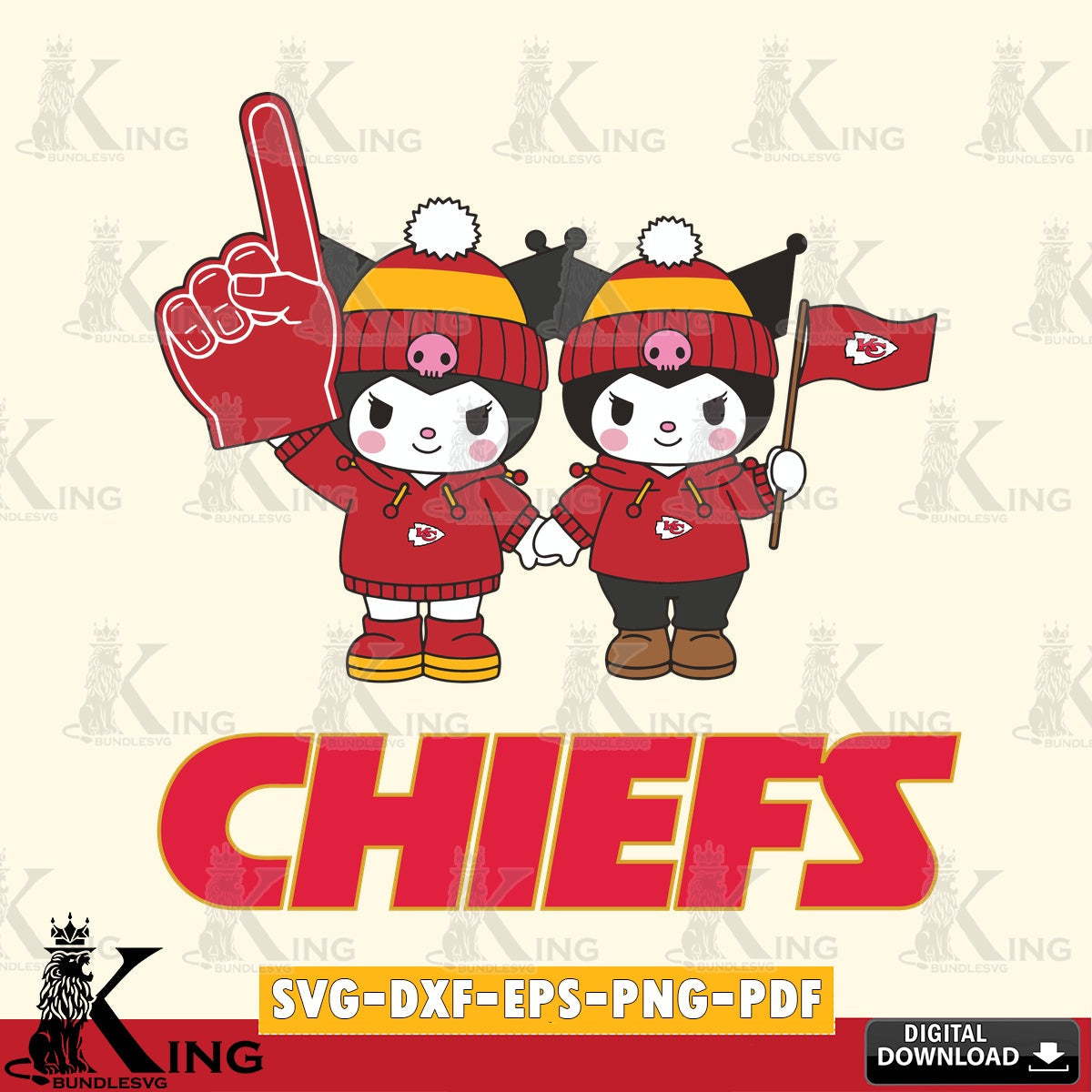 Kansas City Chiefs Kuromi rugby Fan SVG file, Cricut, Cut file , Digital Download , Instant Download, Sanrio svg, Clipart