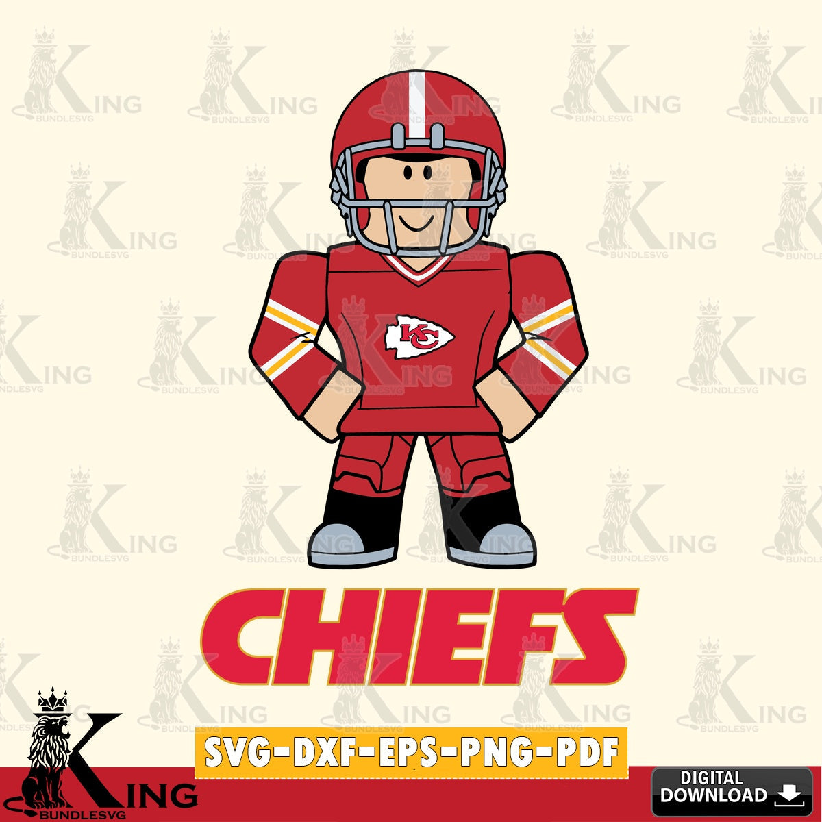 Printable art of Kansas City Chiefs Roblox cool football NFL file cut digital file for silhouette cameo and cricut projects