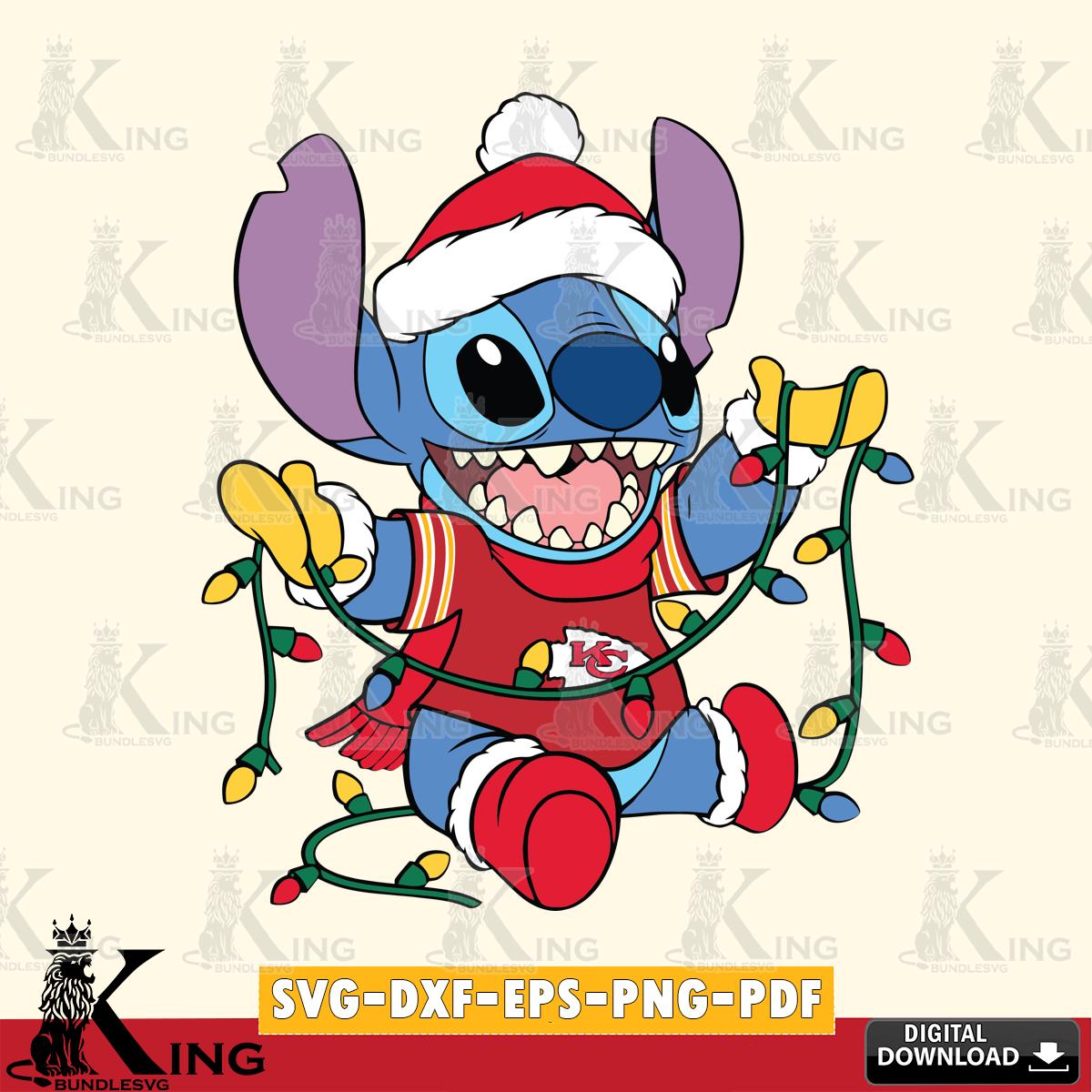 Kansas City Chiefs Stitch Christmas Lights SVG, NFL for Cricut, Silhouette, Digital Download , file cut
