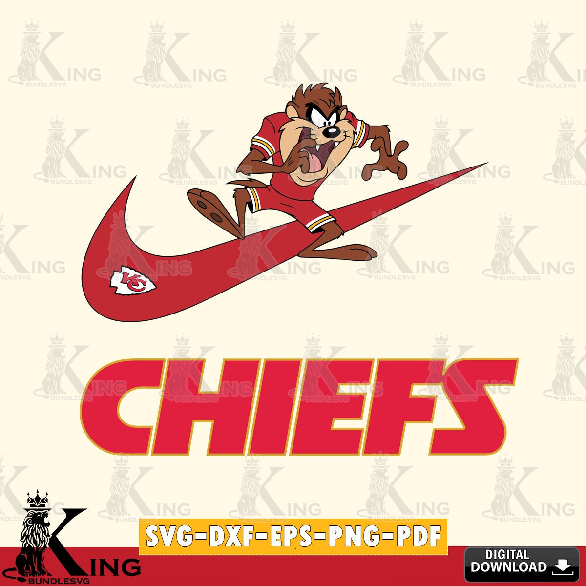 Kansas City Chiefs Taz Football Nike Cut file , Digital Download , Instant Download, Looney Tunes svg, Football svg