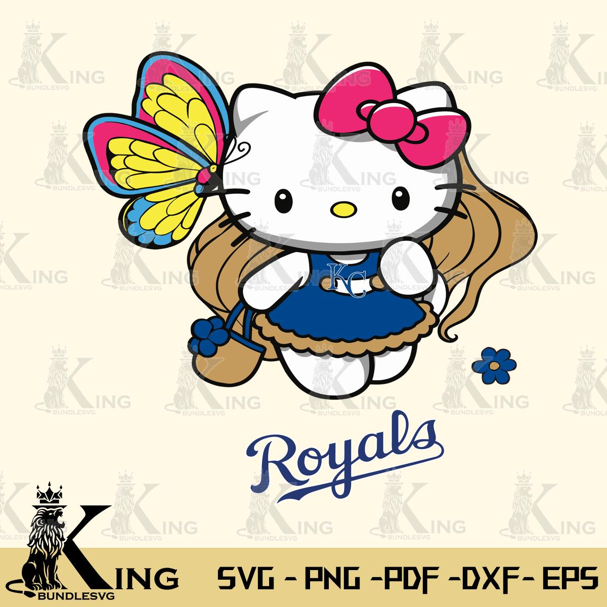 Kansas City Royals Kitty Wings & Flowers Svg Eps Dxf Png File, Digital Download