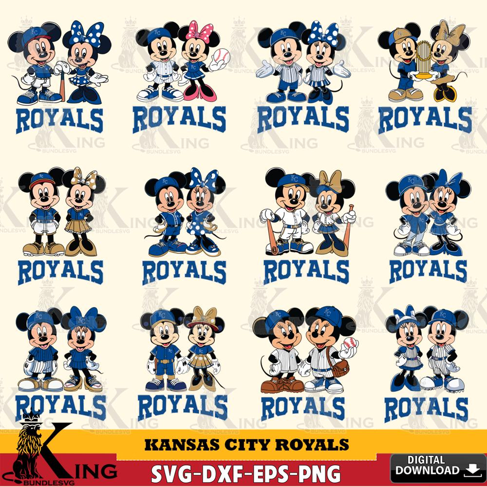 Kansas City Royals Mickey Minnie MLB Bundle SVG DXF EPS PNG PDF, MLB for Cricut, Silhouette, Digital Download , file cut