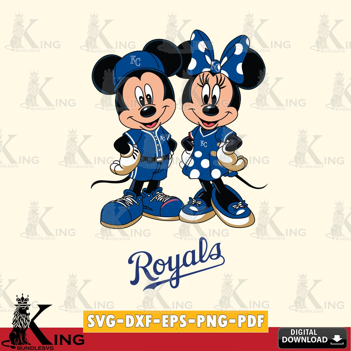 Kansas City Royals Mickey Minnie Mouse couple sport SVG file , For Cricut, File cut , Digital Download , PDF File, Cut Files