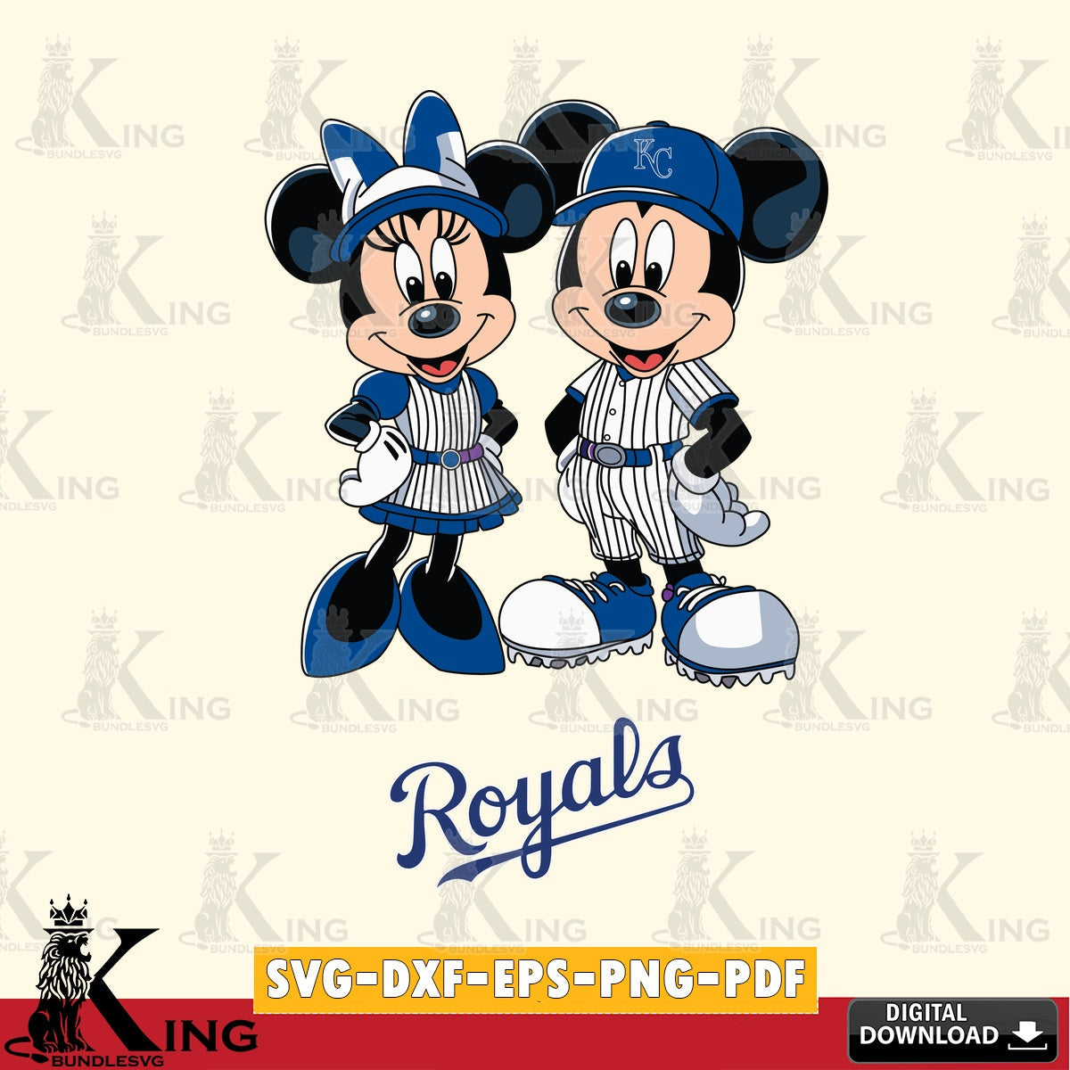 Kansas City Royals Mickey Minnie Sport SVG file , For Cricut, File cut , Digital Download , PDF File, Cut Files