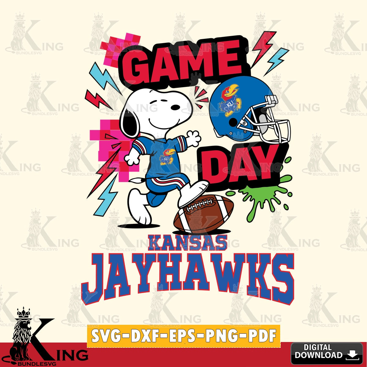 Kansas Jayhawks Snoopy Game day SVG, Cricut, Cut file , Digital Download , Instant Download, Peanuts svg, NCAA svg, Football svg, Sport svg