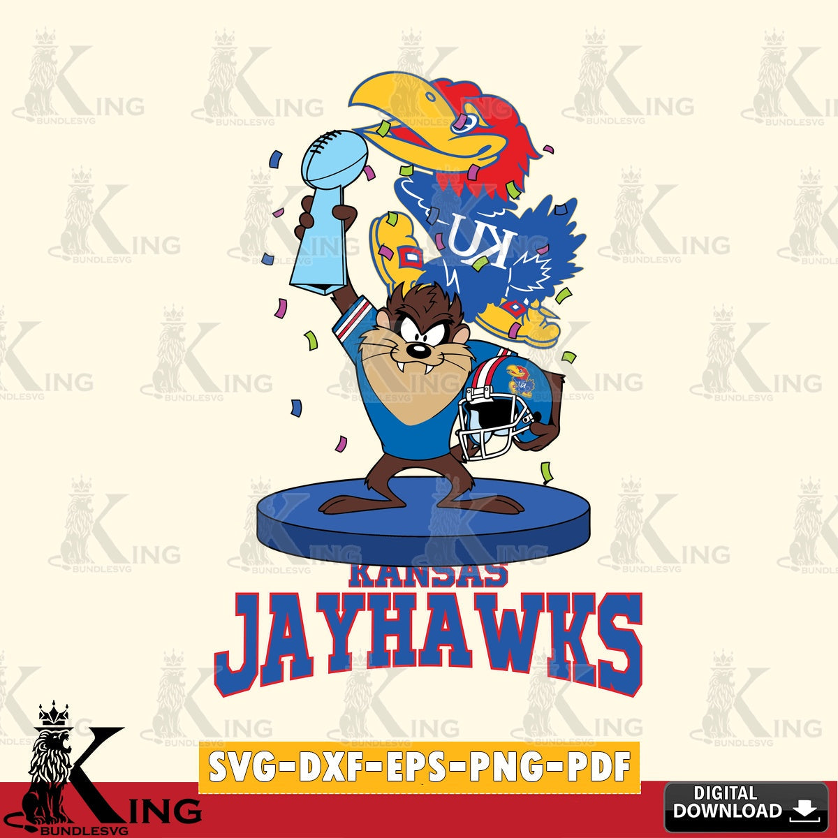 Kansas Jayhawks Taz Trophy Podium SVG file, Cut file , Digital Download , Instant Download, Taz svg, NCAA svg