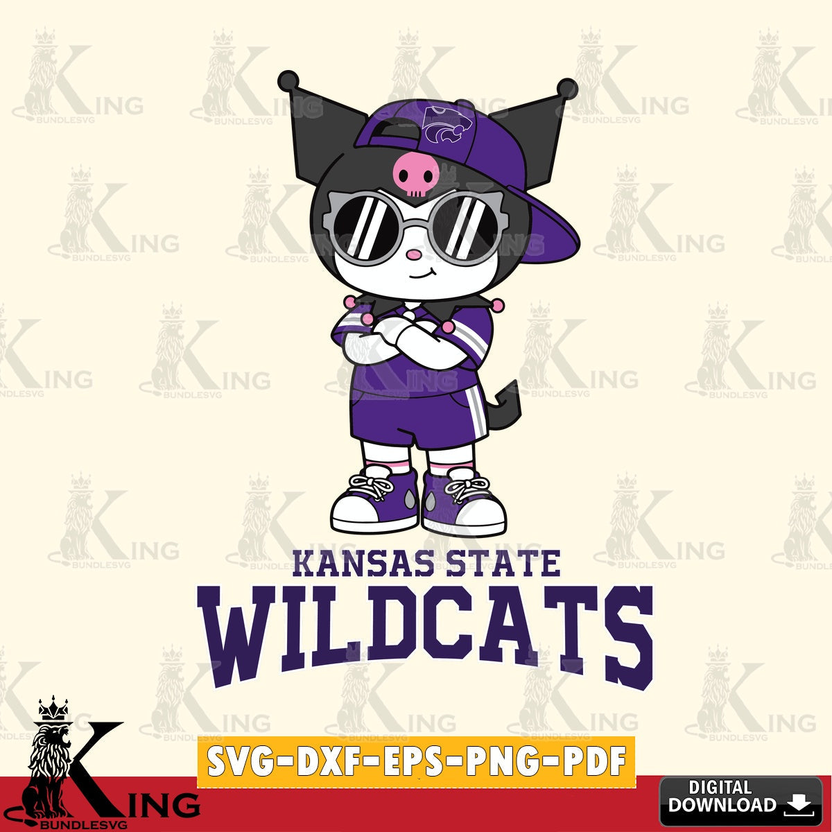 Kansas State Wildcats Kuromi Football Jersey SVG file, Cricut, Cut file , Digital Download , Instant Download, Sanrio svg, Clipart