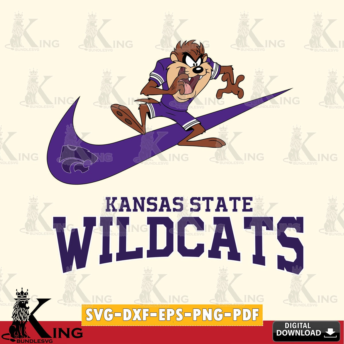 Kansas State Wildcats Taz Football Nike SVG file, Cut file , Digital Download , Instant Download, Taz svg, NCAA svg