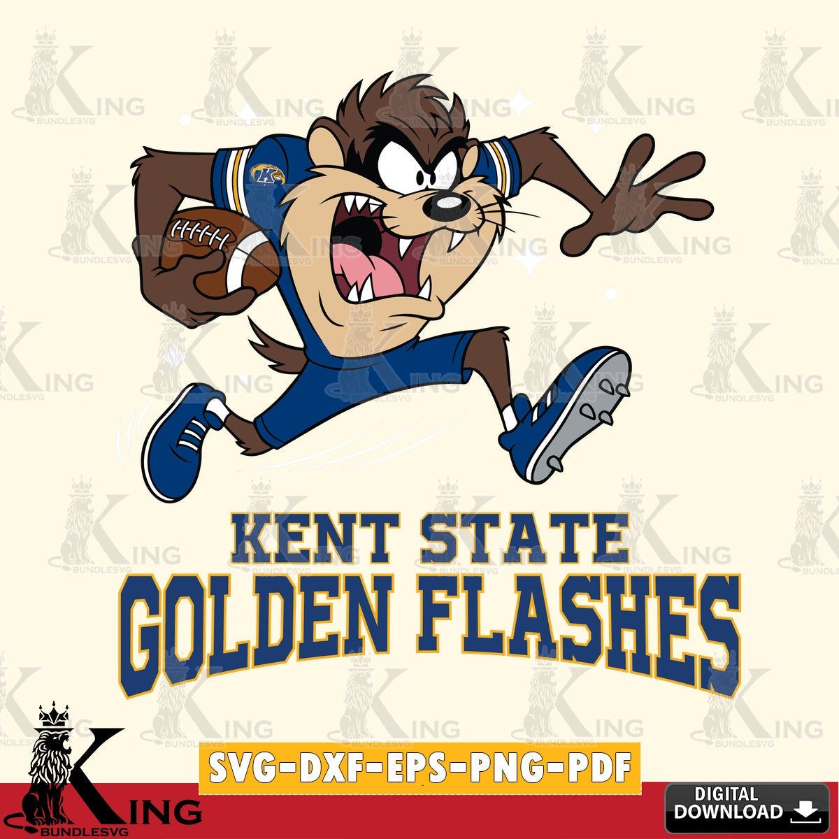 Kent State Golden Flashes Angry Taz Football SVG file, Cut file , Digital Download , Instant Download, Taz svg, NCAA svg