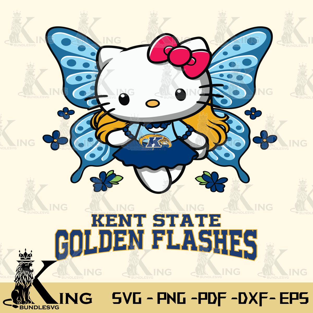 Kent State Golden Flashes Butterfly Kitty Charm Svg Eps Dxf Png File, Digital Download