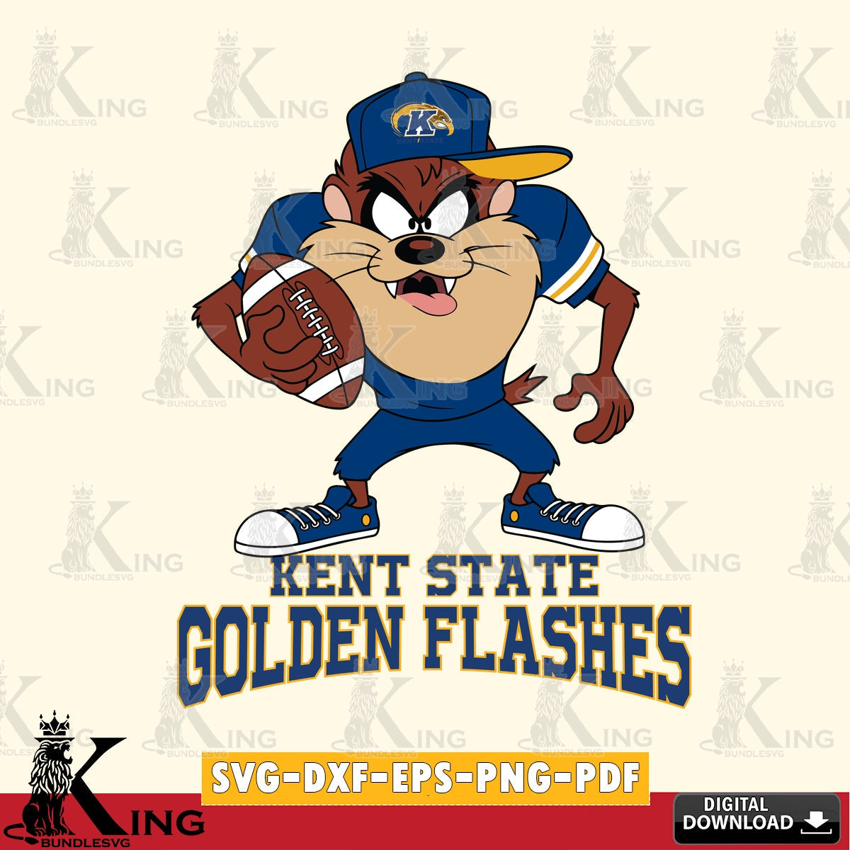 Kent State Golden Flashes Đồng phục bóng đá Taz SVG file, Cut file , Digital Download , Instant Download, Taz svg, NCAA svg