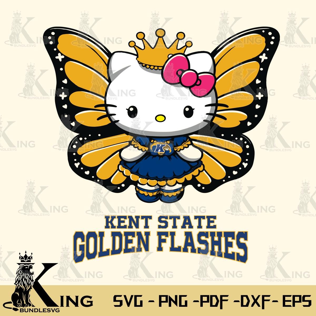 Kent State Golden Flashes Kitty Wings & Flowers Svg Eps Dxf Png File, Digital Download