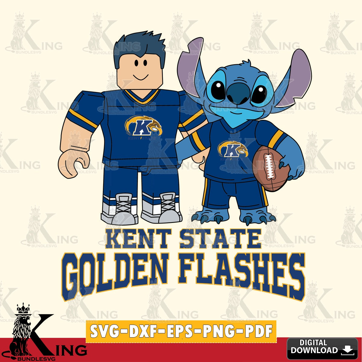 Kent State Golden Flashes Roblox & Stitch Football SVG file , NCAA Cricut, File cut , Digital Download , PDF File