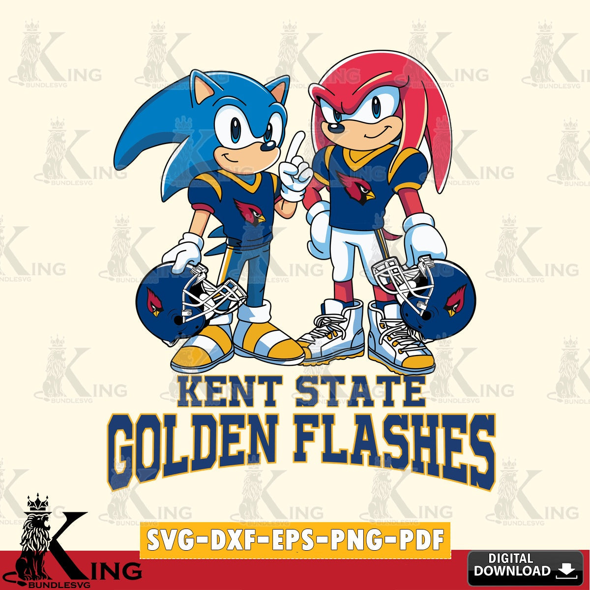 Kent State Golden Flashes Sonic And Knuckles Football SVG file, Vector , Digital Download , PDF File , Instant Download