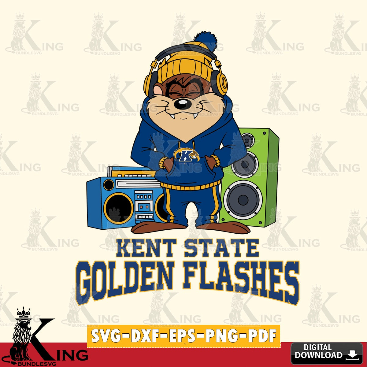 Kent State Golden Flashes Taz Hip Hop SVG file, Cut file , Digital Download , Instant Download, Taz svg, NCAA svg