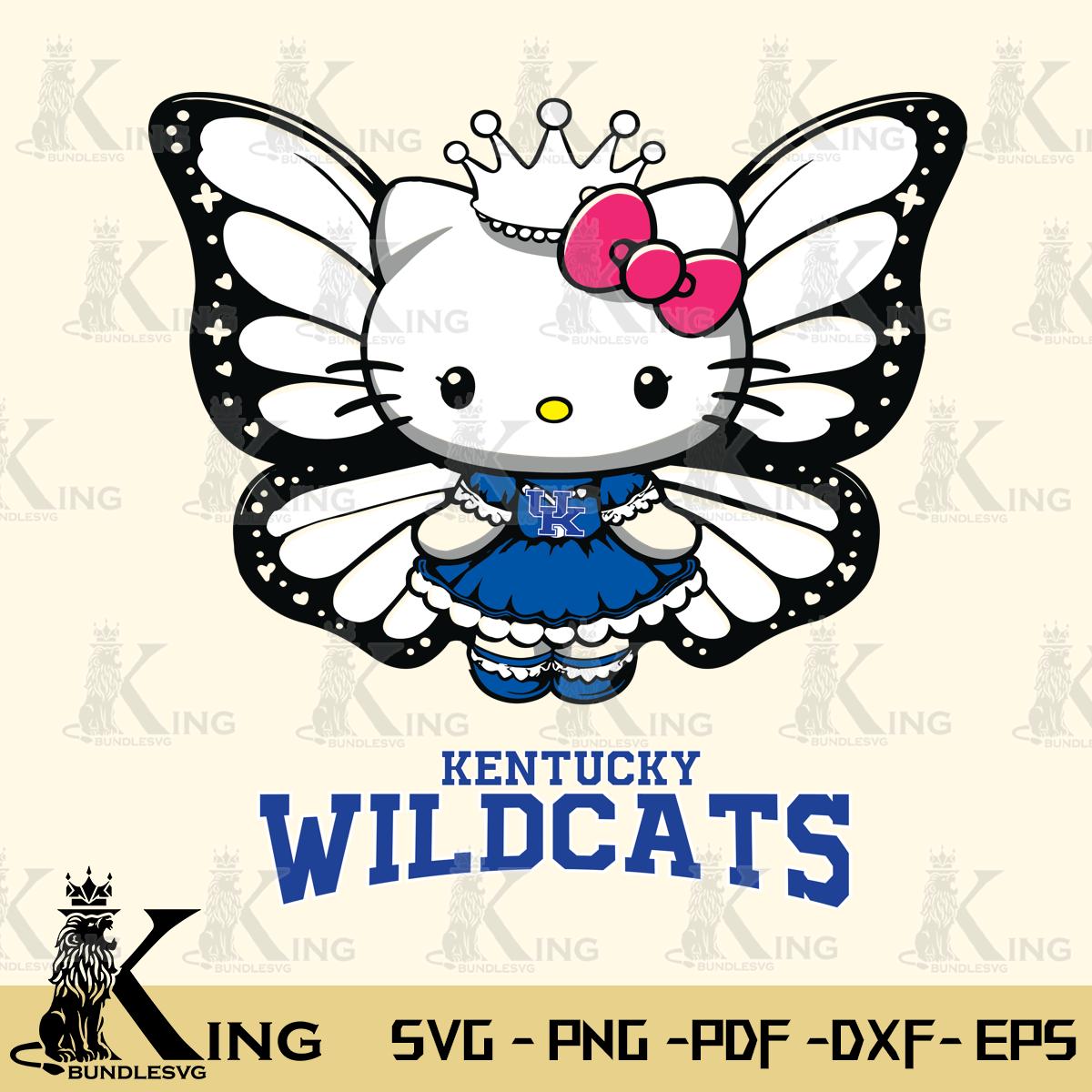 Kentucky Wildcats Kitty Wings & Flowers Svg Eps Dxf Png File, Digital Download