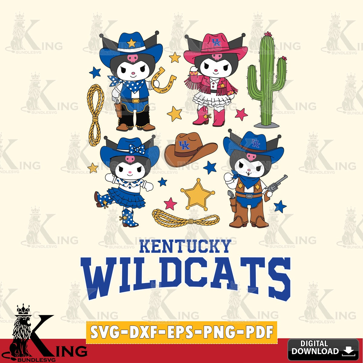 Kentucky Wildcats Kuromi Cowboy Western SVG file, Cricut, Cut file , Digital Download , Instant Download, Sanrio svg, Clipart