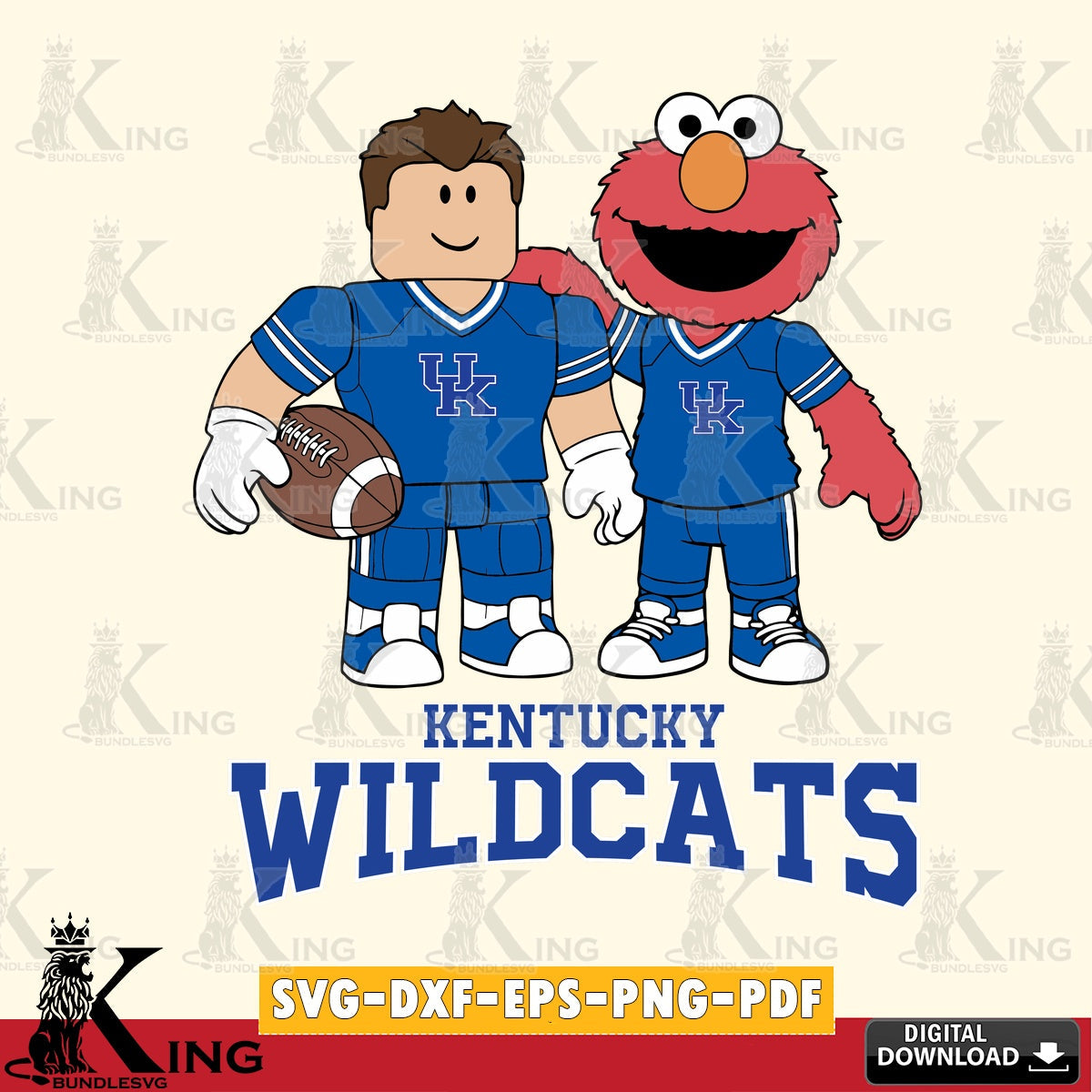 Kentucky Wildcats Roblox & Elmo Football SVG file , NCAA Cricut, File cut , Digital Download , PDF File