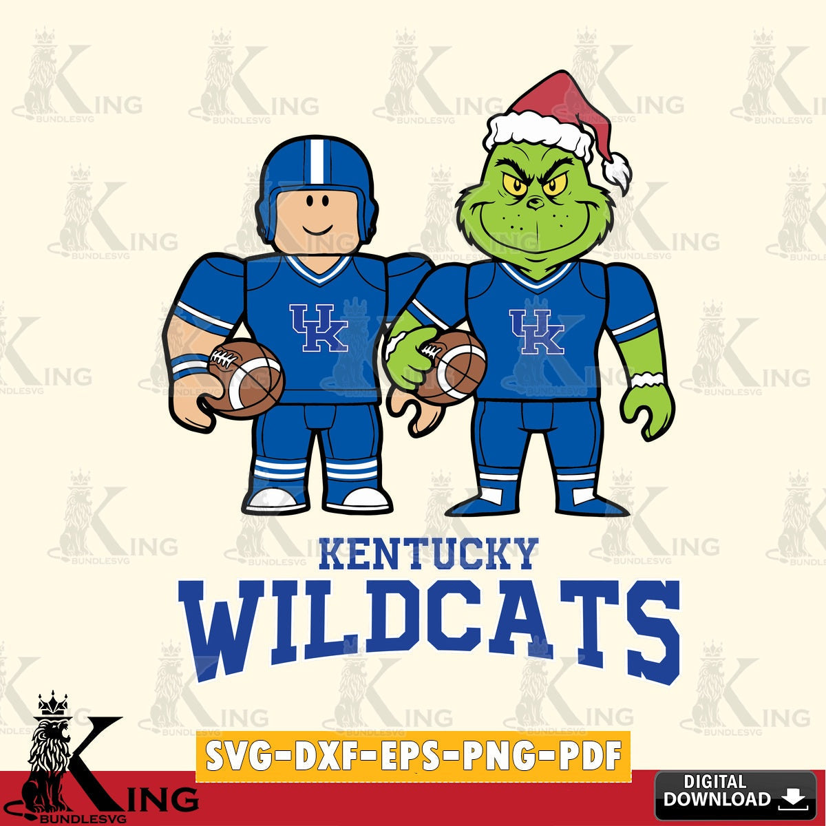 Kentucky Wildcats Roblox & Grinch Football SVG file , NCAA Cricut, File cut , Digital Download , PDF File