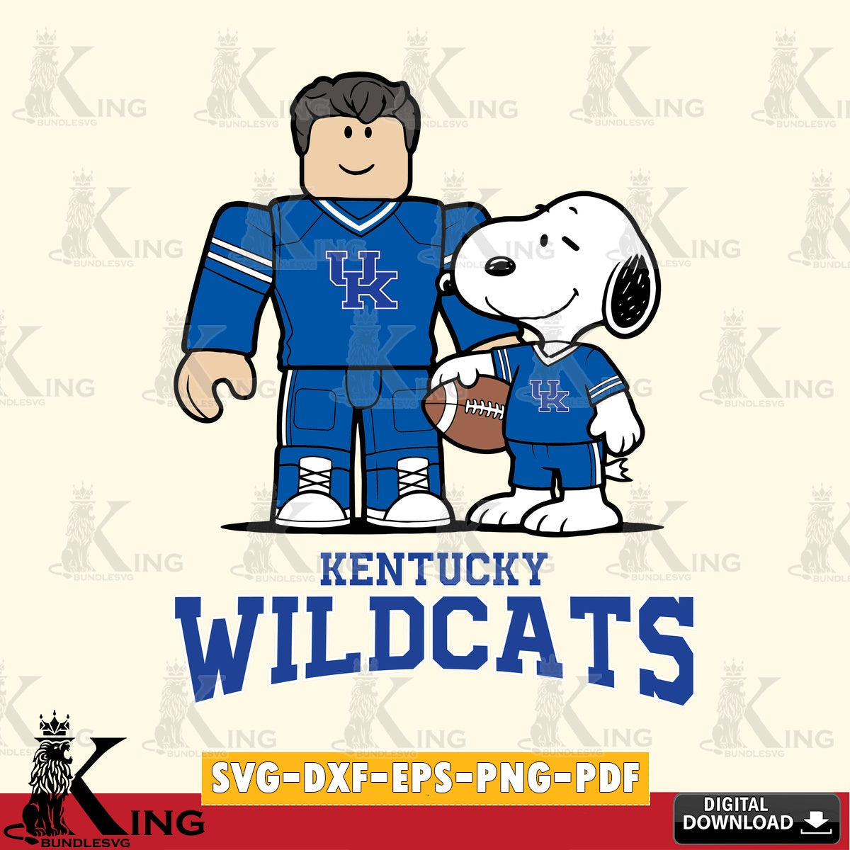 Kentucky Wildcats Roblox & Snoopy Football SVG file , NCAA Cricut, File cut , Digital Download , PDF File