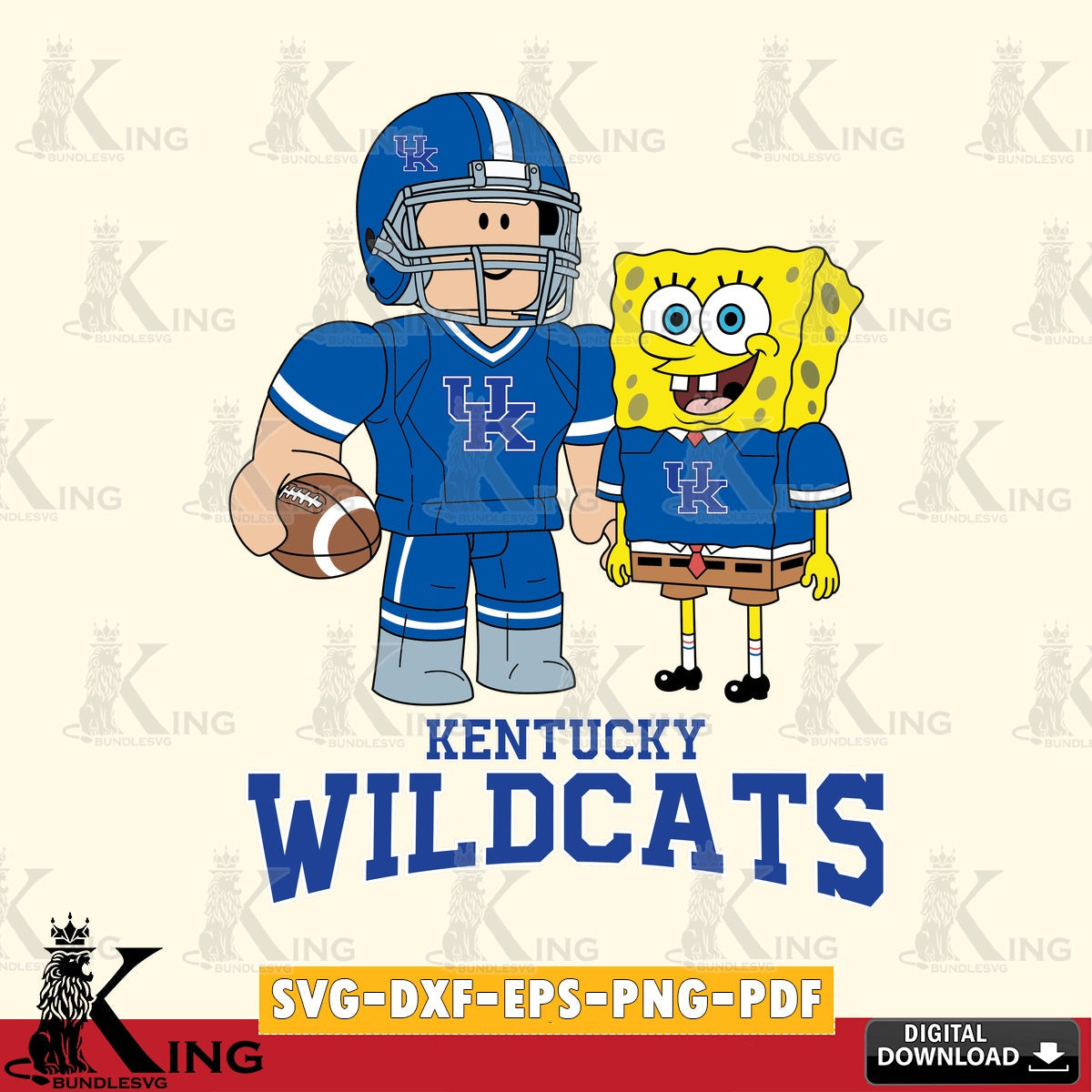 Kentucky Wildcats Roblox & Spongebob Football SVG file , NCAA Cricut, File cut , Digital Download , PDF File