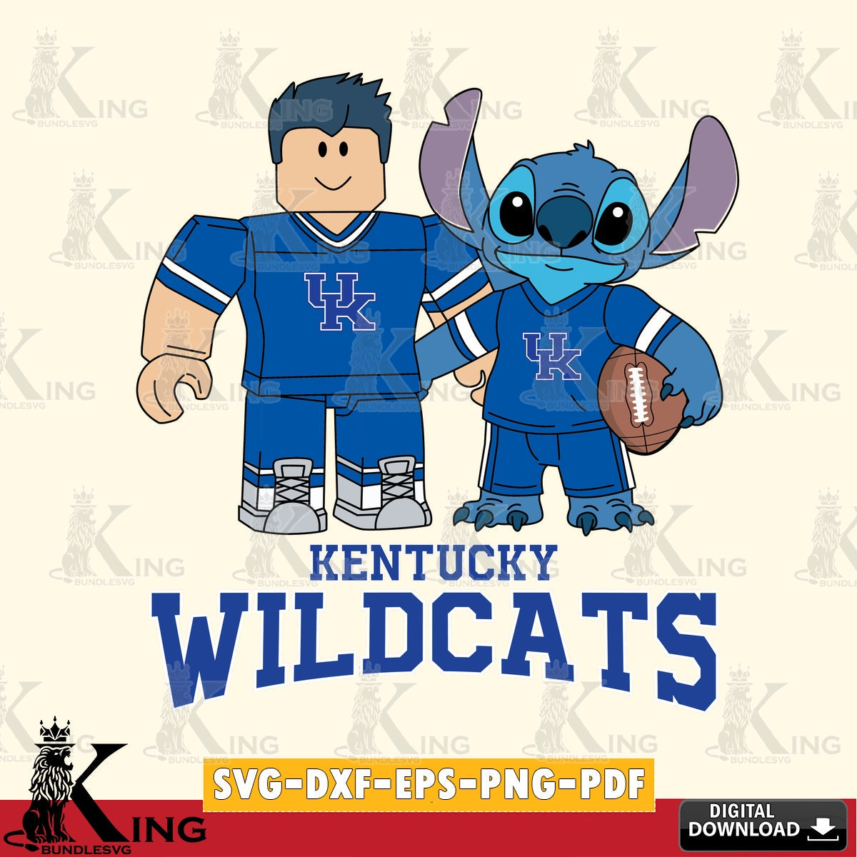 Kentucky Wildcats Roblox & Stitch Football SVG file , NCAA Cricut, File cut , Digital Download , PDF File