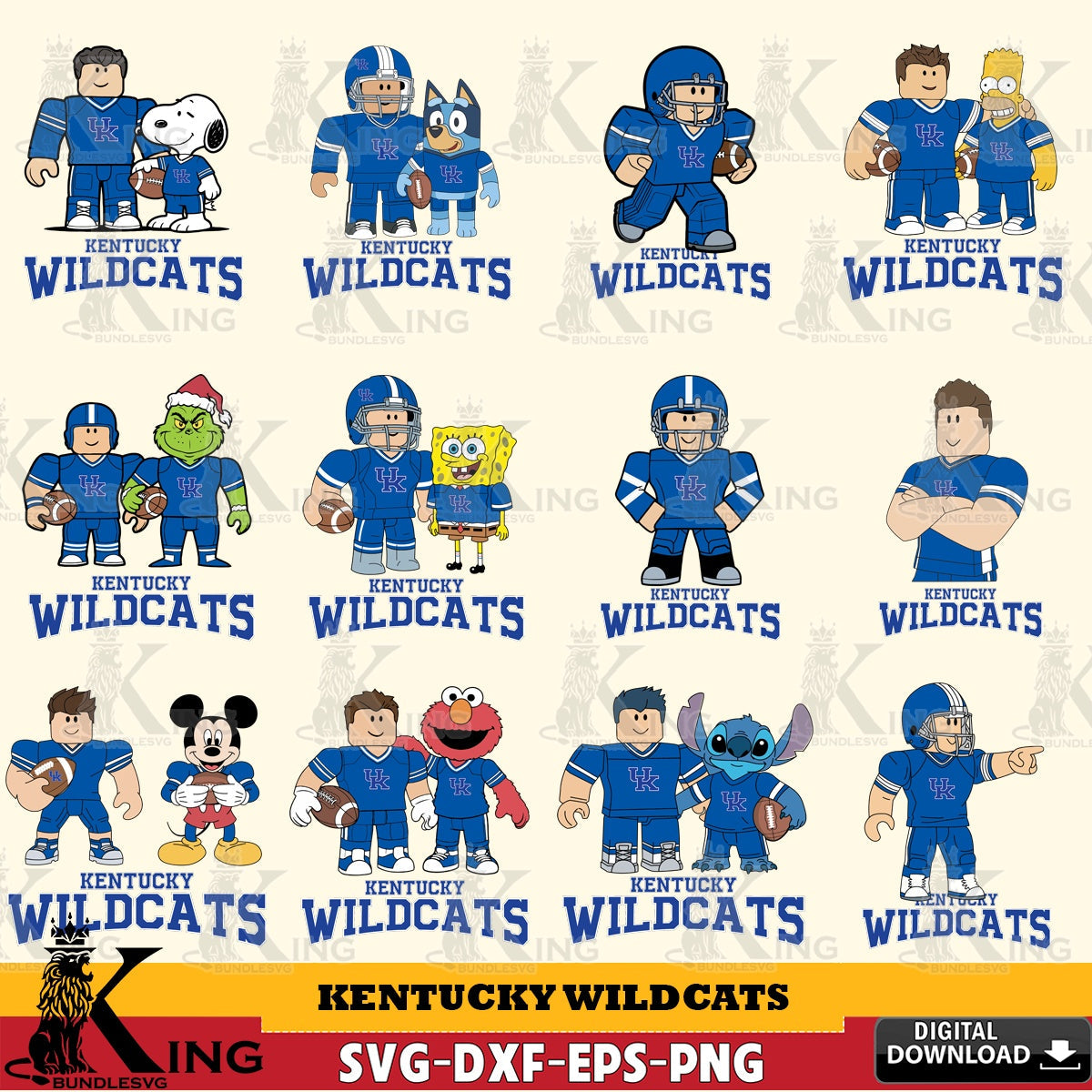 Kentucky Wildcats Roblox With Friends football NCAA Bundle SVG file , NCAA Cricut, File cut , Digital Download , PDF File