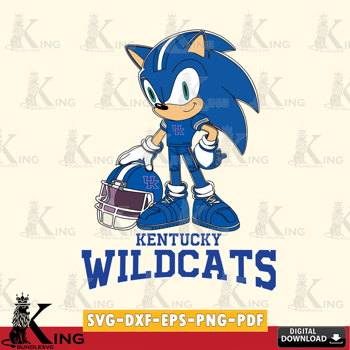 Artistic drawing of Kentucky Wildcats Sonic Player Football SVG PNG design suitable for Glowforge and laser cutting