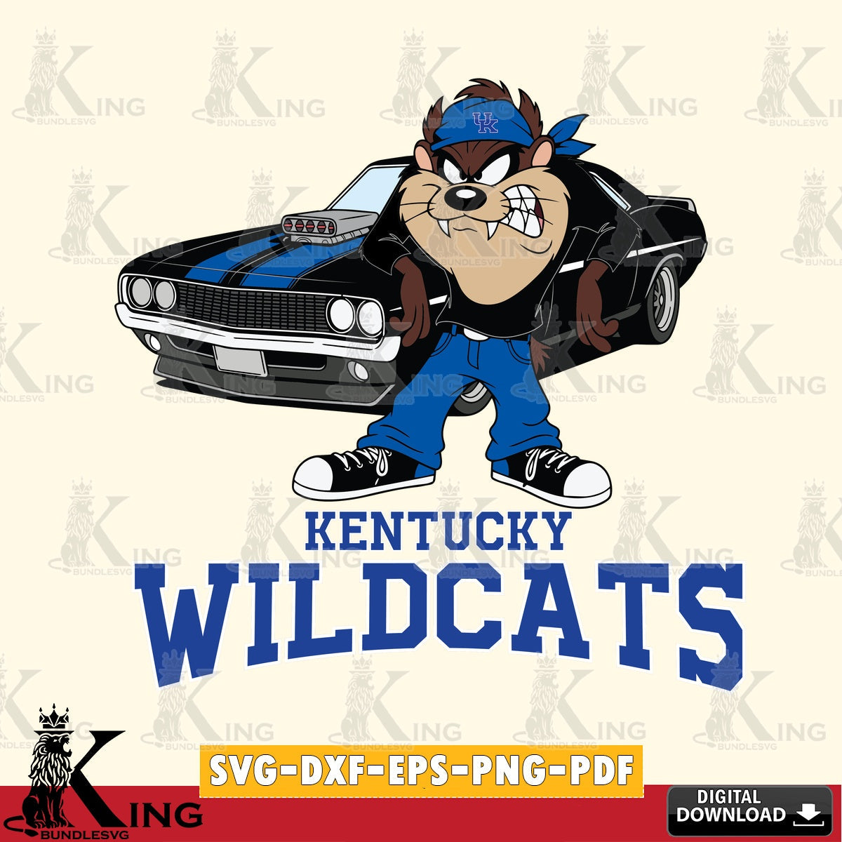 Kentucky Wildcats Taz Racing Car SVG file, Cut file , Digital Download , Instant Download, Taz svg, NCAA svg