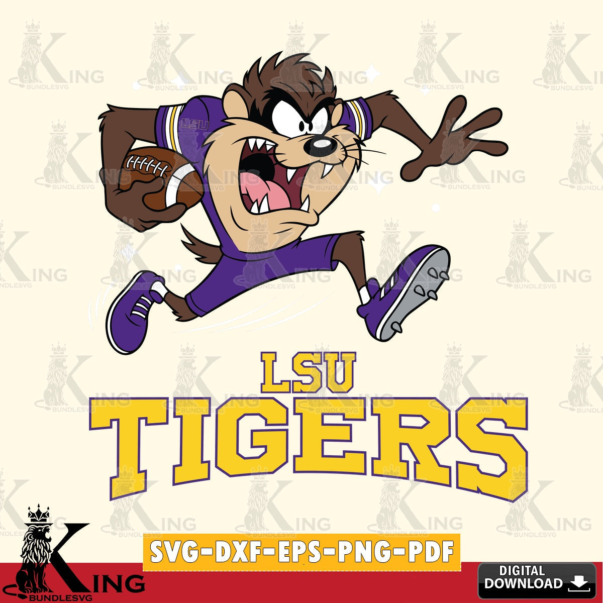LSU Tigers Angry Taz Football SVG file, Cut file , Digital Download , Instant Download, Taz svg, NCAA svg