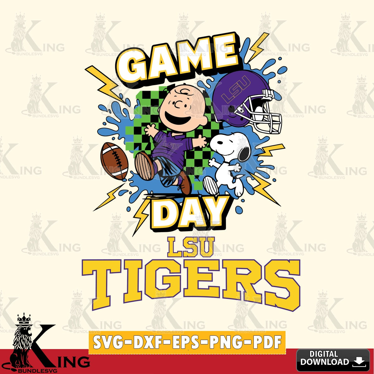 LSU Tigers Game Day Peanuts SVG, Cricut, Cut file , Digital Download , Instant Download, Peanuts svg, NCAA svg, Football svg, Sport svg