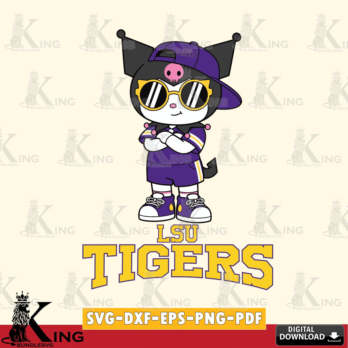 LSU Tigers Kuromi Football Jersey SVG file, Cricut, Cut file , Digital Download , Instant Download, Sanrio svg, Clipart