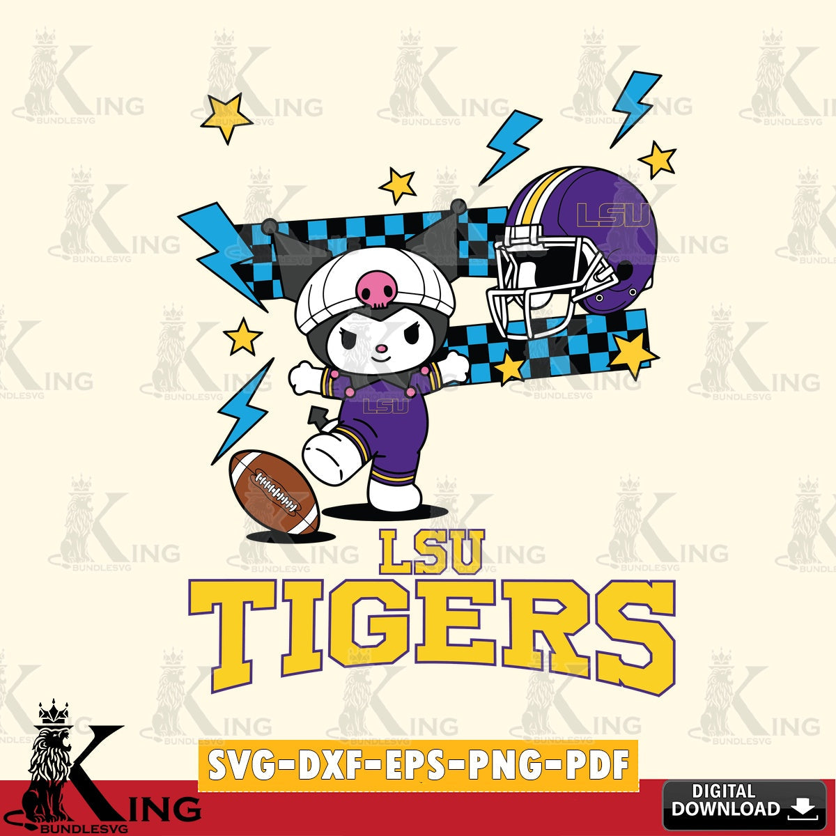 LSU Tigers Kuromi Game Day SVG file, Cricut, Cut file , Digital Download , Instant Download, Sanrio svg, Clipart