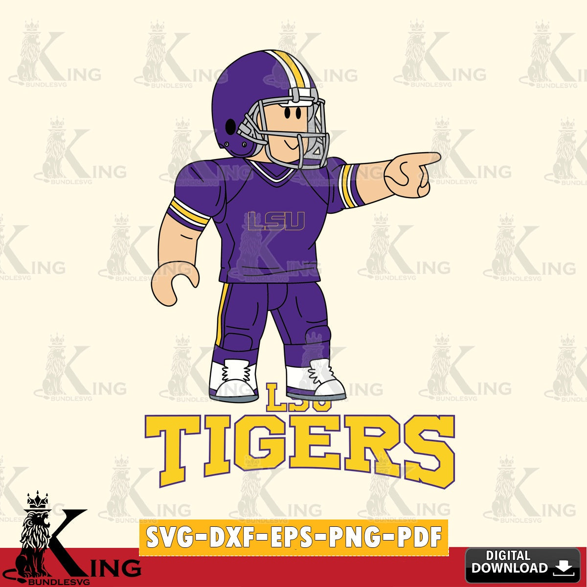 LSU Tigers Roblox Player Football SVG file , NCAA Cricut, File cut , Digital Download , PDF File