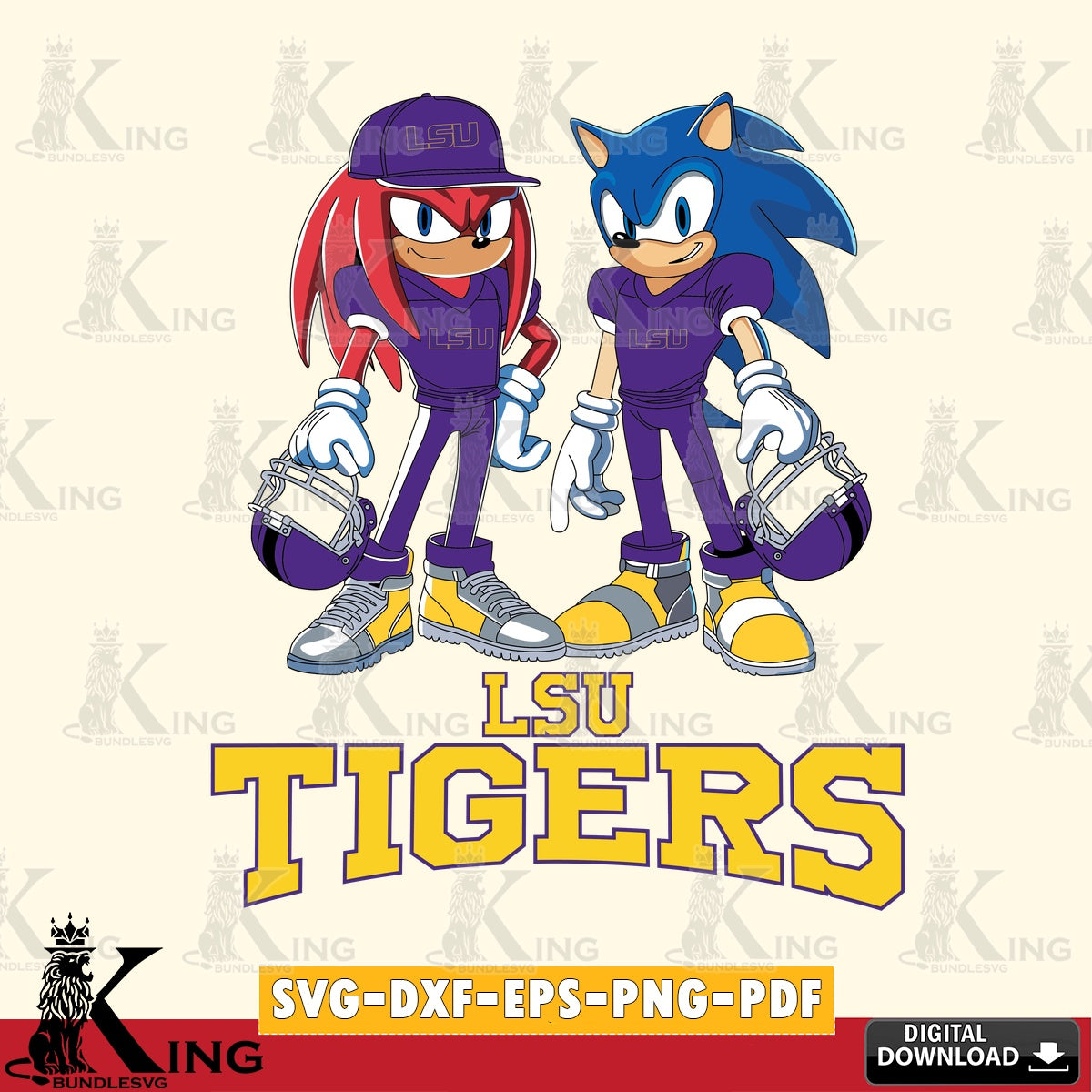 LSU Tigers Sonic And Knuckles Player Football SVG file, Vector , Digital Download , PDF File , Instant Download