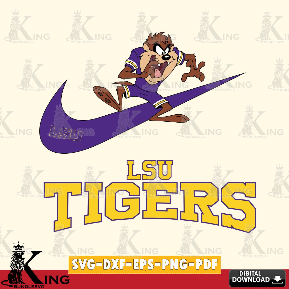 LSU Tigers Taz Football Nike SVG file, Cut file , Digital Download , Instant Download, Taz svg, NCAA svg