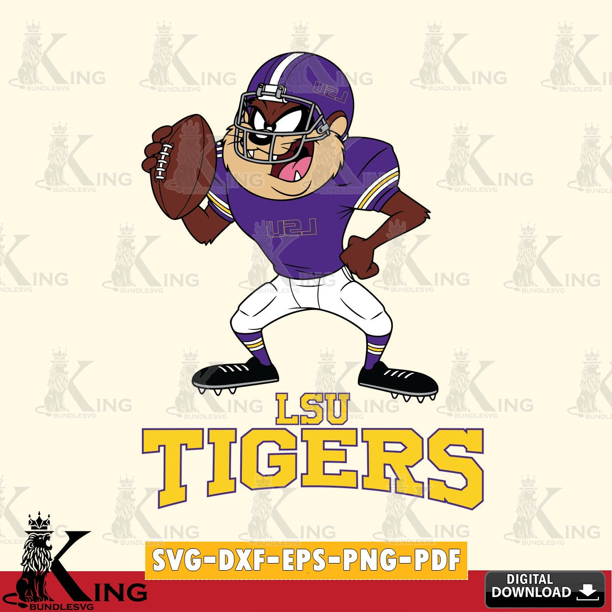 LSU Tigers Taz Football Player SVG file, Cut file , Digital Download , Instant Download, Taz svg, NCAA svg
