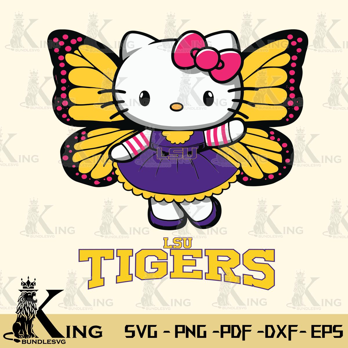 LSU Tigers Whimsical Kitty Wings Svg Eps Dxf Png File, Digital Download