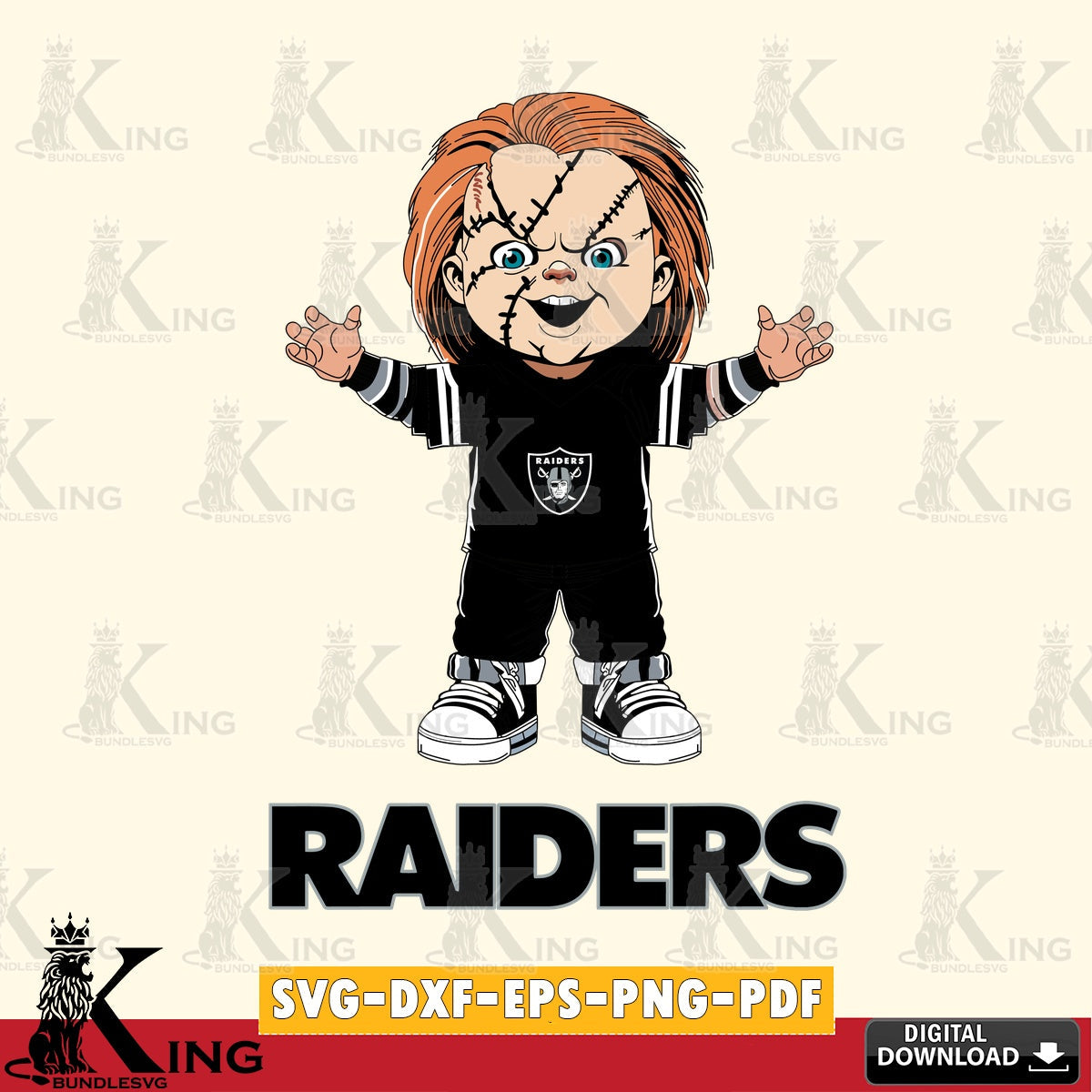 Digital clipart of Las Vegas Raiders Chucky Football for Cricut, NFL SVG cut file for personalized gifts and laser projects