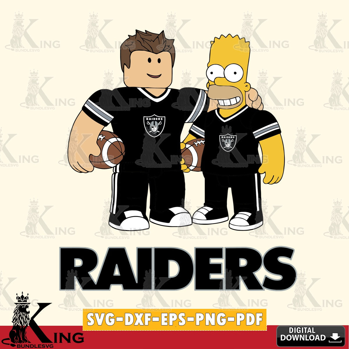 Las Vegas Raiders Roblox & Homer Simpson Football SVG file , Cricut, NFL File cut , Digital Download , PDF File