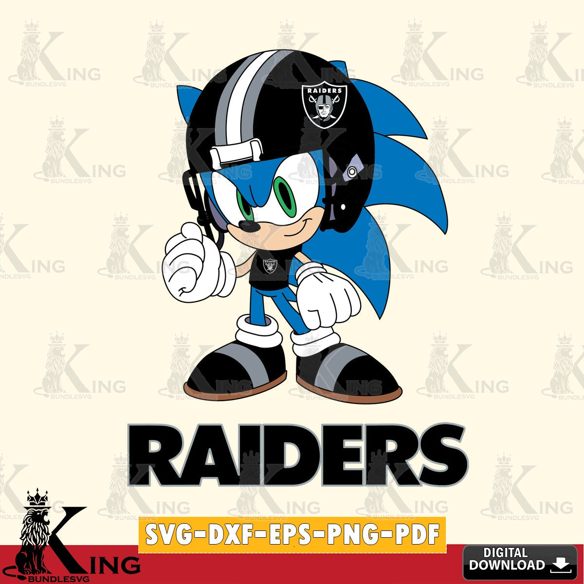 Unique artwork depicting Las Vegas Raiders Sonic Football Mascot as versatile clip art for stickers, decals, and mugs.