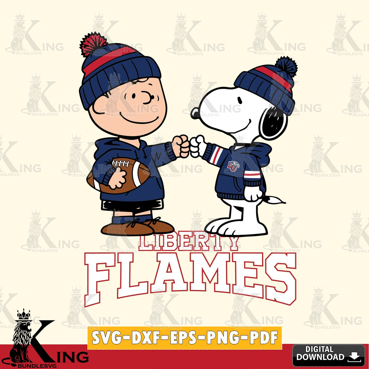 Liberty Flames CharlieBrown Football Fist Bump SVG, Cricut, Cut file , Digital Download , Instant Download, Peanuts svg, NCAA svg, Football svg, Sport svg