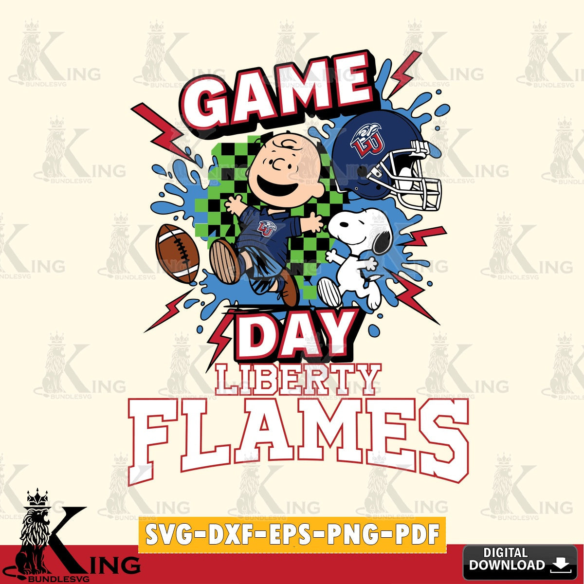 Liberty Flames Game Day Peanuts SVG, Cricut, Cut file , Digital Download , Instant Download, Peanuts svg, NCAA svg, Football svg, Sport svg