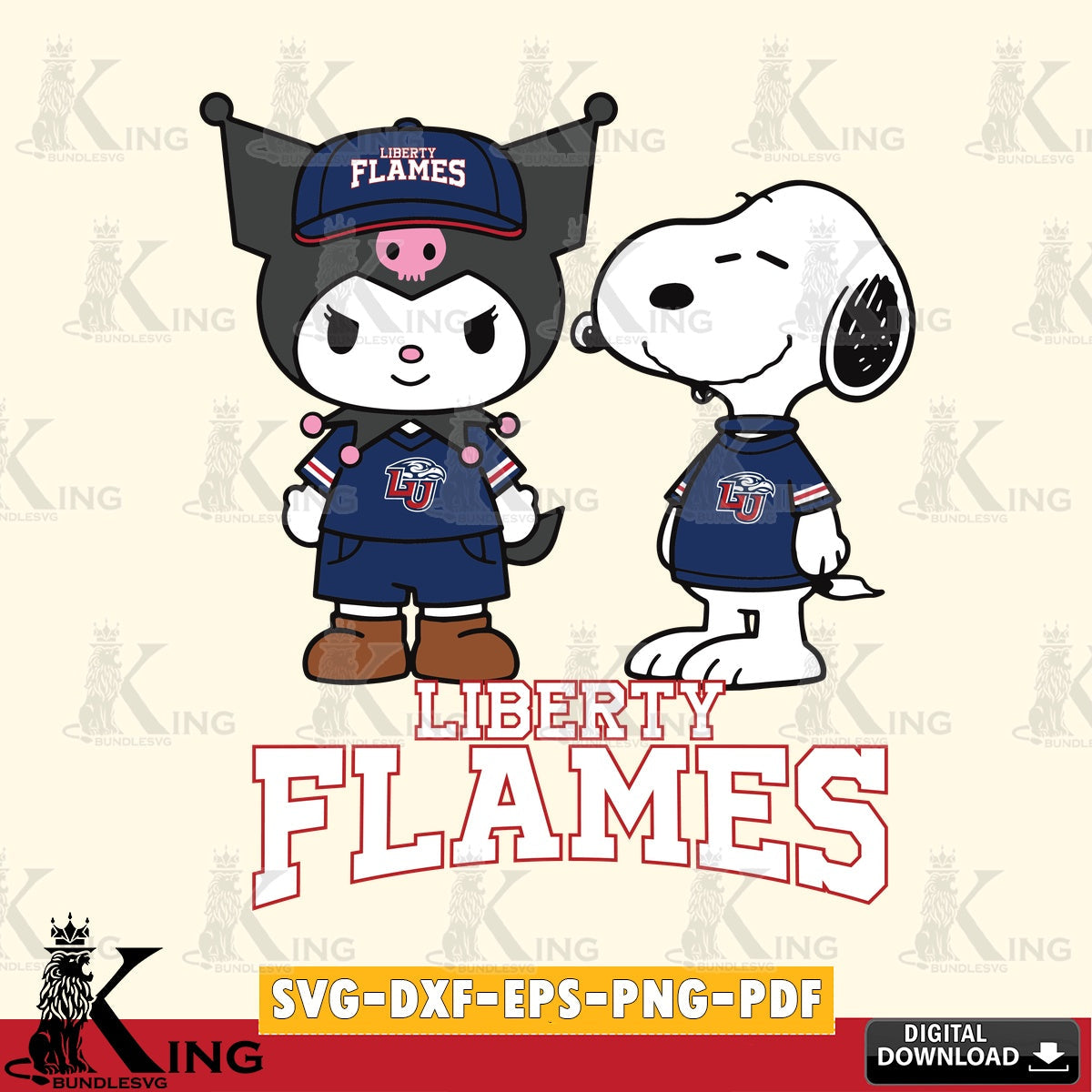 Liberty Flames Kuromi Snoopy Football SVG file, Cricut, Cut file , Digital Download , Instant Download, Sanrio svg, Clipart