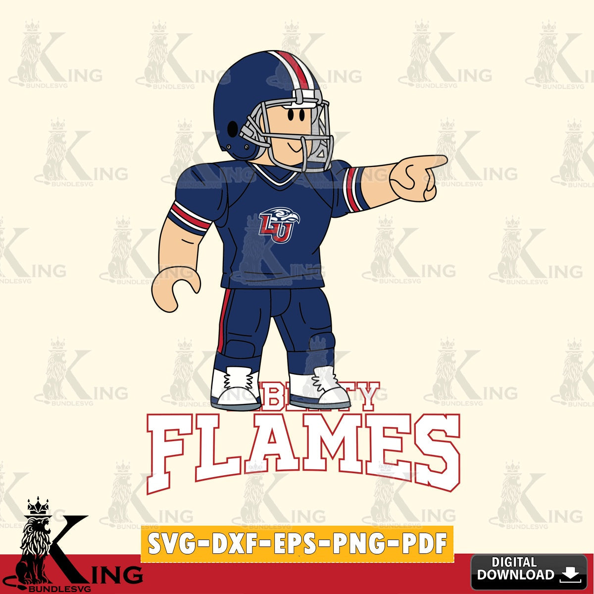 Liberty Flames Roblox Player Football SVG file , NCAA Cricut, File cut , Digital Download , PDF File