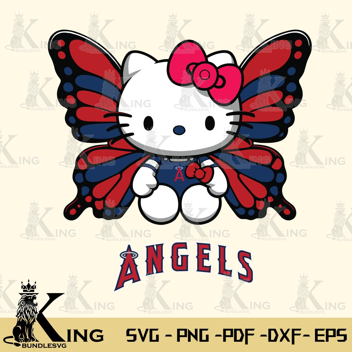 Los Angeles Angels Butterfly Kitty Delight Svg Eps Dxf Png File, Digital Download