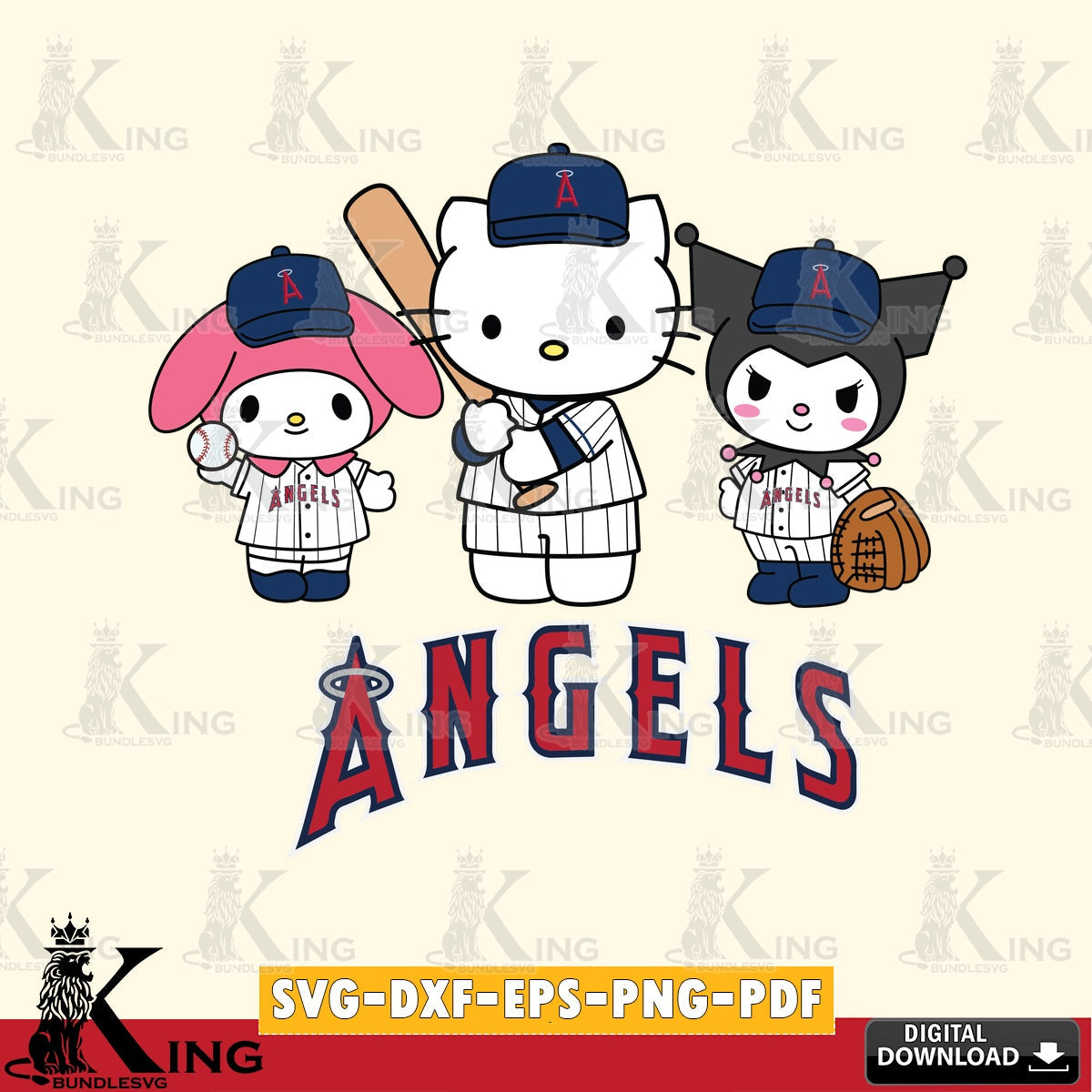 Custom design featuring Los Angeles Angels cute kawaii friends, a digital download for Cricut Maker and paper crafts.